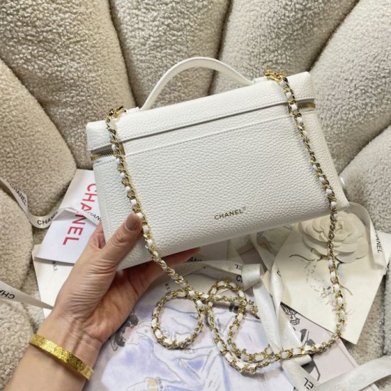 Replica perfetta Borsa Chanel AS5347 Vanity con catena 23cm Bianco Imitazione Falsa