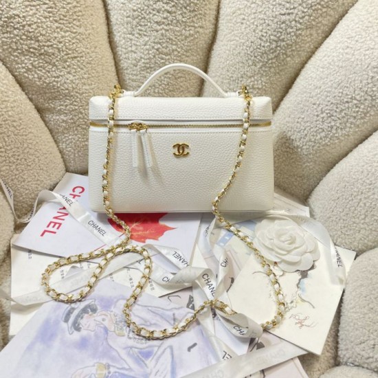 Replica perfetta Borsa Chanel AS5347 Vanity con catena 23cm Bianco Imitazione Falsa