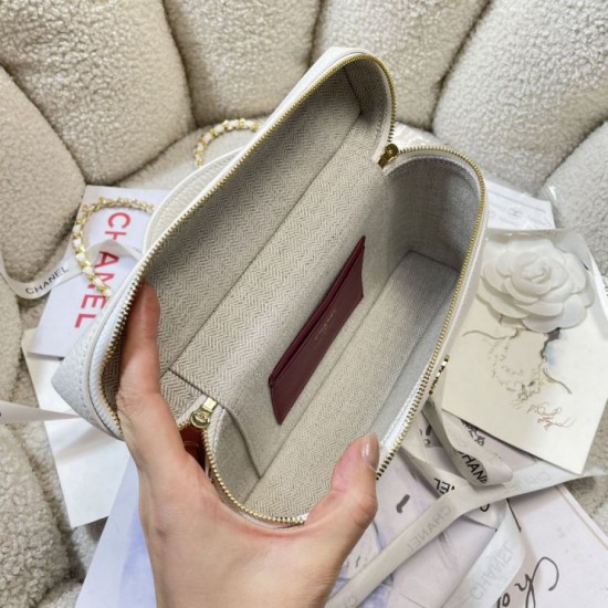 Replica perfetta Borsa Chanel AS5347 Vanity con catena 23cm Bianco Imitazione Falsa