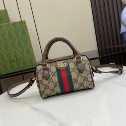 Replica perfetta Borsa Mini Boston Gucci Ophidia 781490 marrone Imitazione Falsa