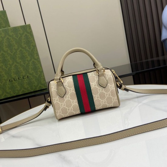 Replica perfetta Borsa Mini Boston Gucci Ophidia 781490 avena Imitazione Falsa