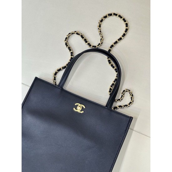 Replica di lusso Borsa shopping verticale piccola Chanel AS6452 Nero Replica perfetta Borsa shopping verticale piccola Chanel AS6452 Nero Imitazione Falsa