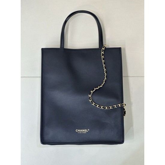 Replica di lusso Borsa shopping verticale piccola Chanel AS6452 Nero Replica perfetta Borsa shopping verticale piccola Chanel AS6452 Nero Imitazione Falsa