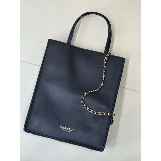 Replica di lusso Borsa shopping verticale piccola Chanel AS6452 Nero Replica perfetta Borsa shopping verticale piccola Chanel AS6452 Nero Imitazione Falsa