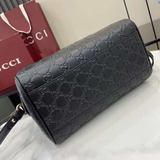 Replica di lusso Borsa Gucci Boston media con emblema GG 848886 Nero Replica perfetta Borsa Gucci Boston media con emblema GG 848886 Nero Imitazione Falsa