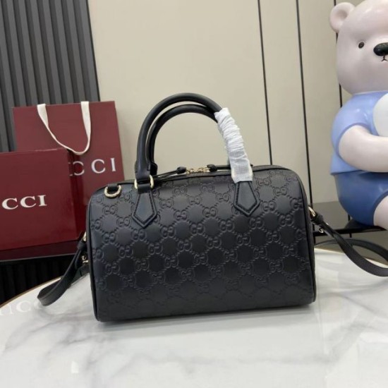 Replica di lusso Borsa Gucci Boston media con emblema GG 848886 Nero Replica perfetta Borsa Gucci Boston media con emblema GG 848886 Nero Imitazione Falsa