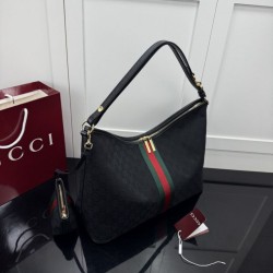 Replica di lusso Borsa tote grande Gucci Giglio A008NS tela GG nera Replica perfetta Borsa tote grande Gucci Giglio A008NS tela GG nera Imitazione Falsa