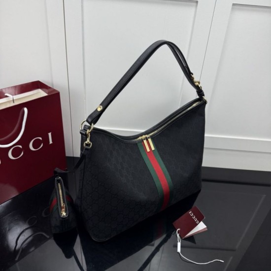 Replica di lusso Borsa tote grande Gucci Giglio A008NS tela GG nera Replica perfetta Borsa tote grande Gucci Giglio A008NS tela GG nera Imitazione Falsa