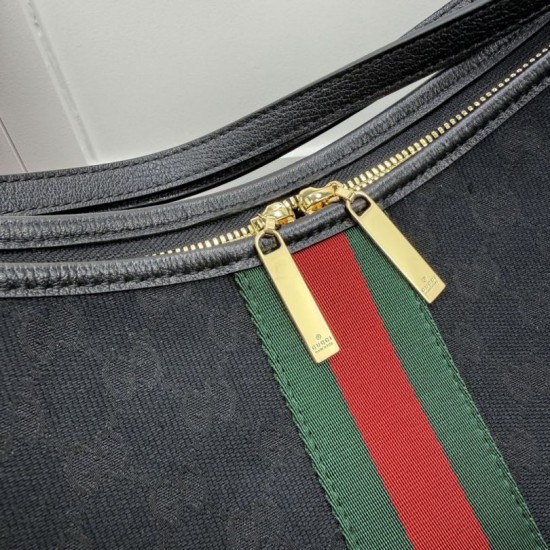 Replica di lusso Borsa tote grande Gucci Giglio A008NS tela GG nera Replica perfetta Borsa tote grande Gucci Giglio A008NS tela GG nera Imitazione Falsa