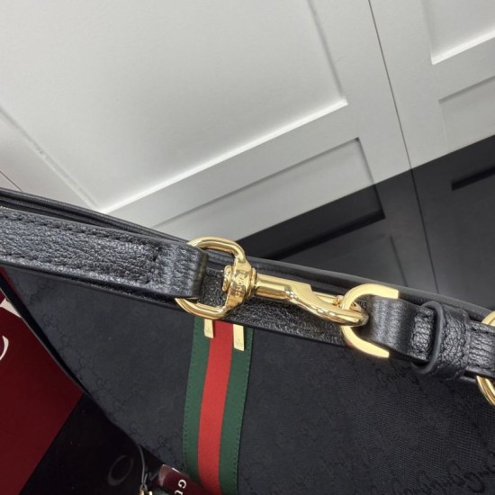 Replica di lusso Borsa tote grande Gucci Giglio A008NS tela GG nera Replica perfetta Borsa tote grande Gucci Giglio A008NS tela GG nera Imitazione Falsa