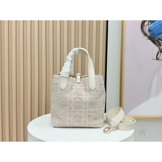 Replica di lusso Borsa tote verticale Dior Tweed Toujours motivo Cannage rosa Replica perfetta Borsa tote verticale Dior Tweed Toujours motivo Cannage rosa Imitazione Falsa