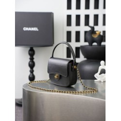 Replica di lusso Borsa Chanel Mini Flap con manico superiore AS6424 Nero Replica perfetta Borsa Chanel Mini Flap con manico superiore AS6424 Nero Imitazione Falsa