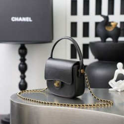 Replica di lusso Borsa Chanel Mini Flap con manico superiore AS6424 Nero Replica perfetta Borsa Chanel Mini Flap con manico superiore AS6424 Nero Imitazione Falsa