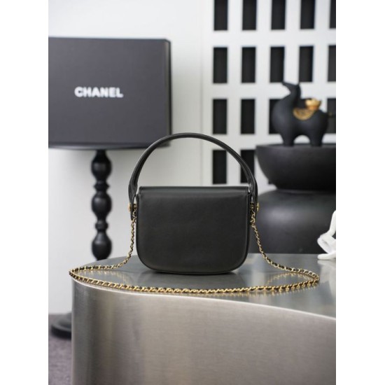 Replica di lusso Borsa Chanel Mini Flap con manico superiore AS6424 Nero Replica perfetta Borsa Chanel Mini Flap con manico superiore AS6424 Nero Imitazione Falsa