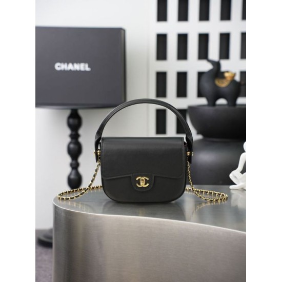 Replica di lusso Borsa Chanel Mini Flap con manico superiore AS6424 Nero Replica perfetta Borsa Chanel Mini Flap con manico superiore AS6424 Nero Imitazione Falsa