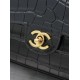 Replica di lusso Mini borsa a tracolla Chanel stampa coccodrillo AS6424 Nero Replica perfetta Mini borsa a tracolla Chanel stampa coccodrillo AS6424 Nero Imitazione Falsa