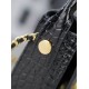 Replica di lusso Mini borsa a tracolla Chanel stampa coccodrillo AS6424 Nero Replica perfetta Mini borsa a tracolla Chanel stampa coccodrillo AS6424 Nero Imitazione Falsa