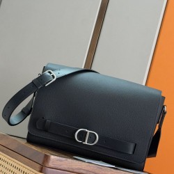 Replica perfetta Borsa a tracolla Dior Normandie con patta nera Imitazione Falsa