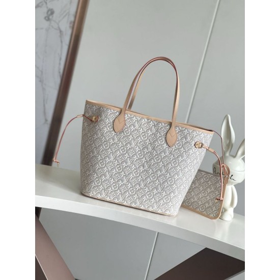 Replica di lusso Borsa Louis Vuitton Neverfull MM M2A381 jacquard bianco Replica perfetta Borsa Louis Vuitton Neverfull MM M2A381 jacquard bianco Imitazione Falsa