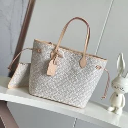 Replica perfetta Borsa Louis Vuitton Neverfull MM M2A381 jacquard bianco Imitazione Falsa