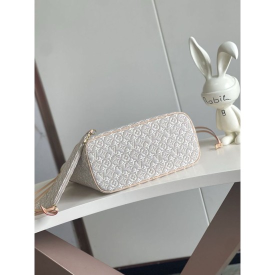 Replica di lusso Borsa Louis Vuitton Neverfull MM M2A381 jacquard bianco Replica perfetta Borsa Louis Vuitton Neverfull MM M2A381 jacquard bianco Imitazione Falsa
