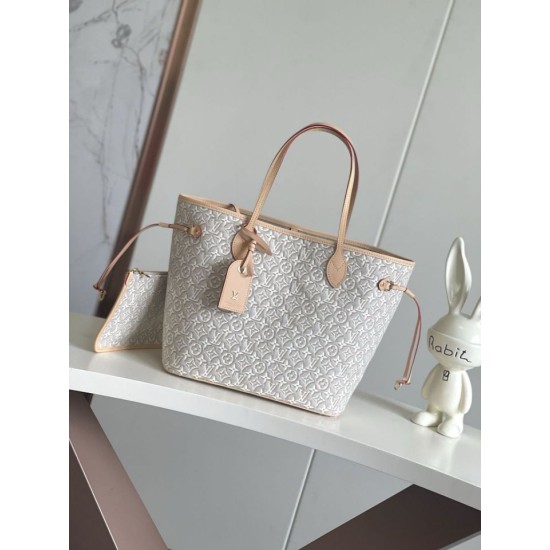 Replica di lusso Borsa Louis Vuitton Neverfull MM M2A381 jacquard bianco Replica perfetta Borsa Louis Vuitton Neverfull MM M2A381 jacquard bianco Imitazione Falsa
