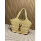 Replica Perfetta Borsa tote Icare YSL Saint Laurent con intreccio rafia albicocca Imitazione Falsa