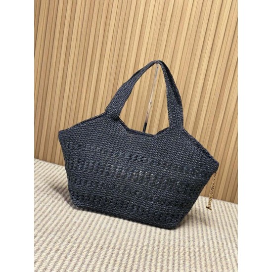 Replica AAA Borsa tote Icare YSL Saint Laurent con intreccio rafia Nero Replica Perfetta Borsa tote Icare YSL Saint Laurent con intreccio rafia Nero Imitazione Falsa