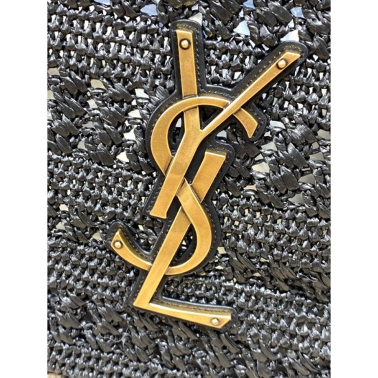 Replica AAA Borsa tote Icare YSL Saint Laurent con intreccio rafia Nero Replica Perfetta Borsa tote Icare YSL Saint Laurent con intreccio rafia Nero Imitazione Falsa
