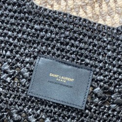 Replica Perfetta Borsa tote Icare YSL Saint Laurent con intreccio rafia Nero Imitazione Falsa