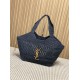 Replica AAA Borsa tote Icare YSL Saint Laurent con intreccio rafia Nero Replica Perfetta Borsa tote Icare YSL Saint Laurent con intreccio rafia Nero Imitazione Falsa