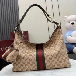 Replica Perfetta Borsa tote grande Gucci Giglio A008NS tela GG marrone Imitazione Falsa