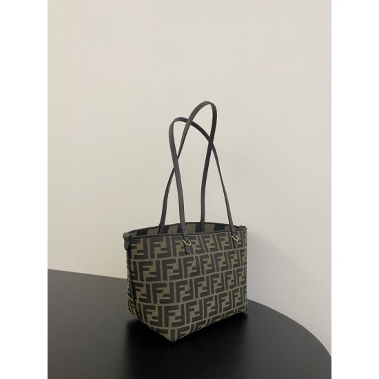Replica AAA Borsa tote piccola Fendi in tessuto jacquard Marrone Replica Perfetta Borsa tote piccola Fendi in tessuto jacquard Marrone Imitazione Falsa