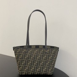 Replica Perfetta Borsa tote piccola Fendi in tessuto jacquard Marrone Imitazione Falsa