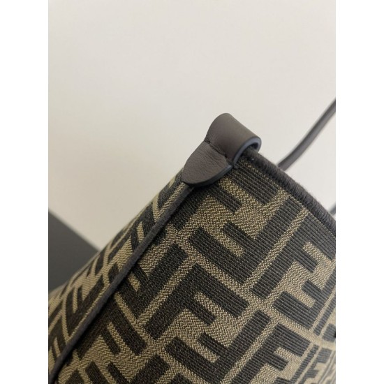 Replica AAA Borsa tote piccola Fendi in tessuto jacquard Marrone Replica Perfetta Borsa tote piccola Fendi in tessuto jacquard Marrone Imitazione Falsa