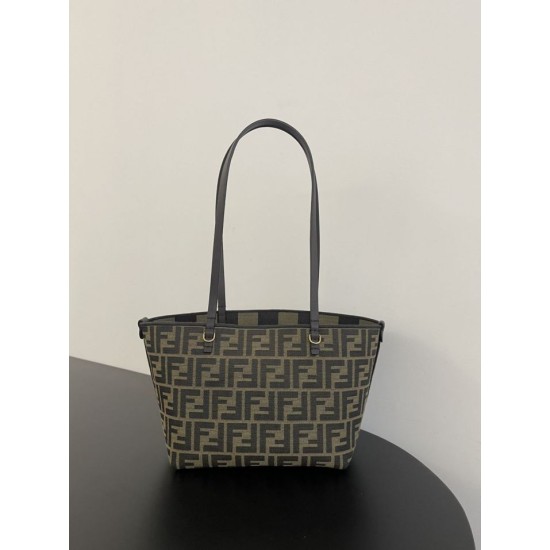 Replica AAA Borsa tote piccola Fendi in tessuto jacquard Marrone Replica Perfetta Borsa tote piccola Fendi in tessuto jacquard Marrone Imitazione Falsa