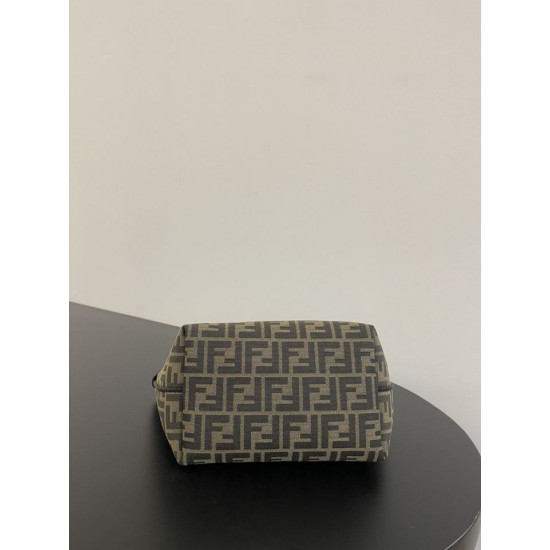 Replica AAA Borsa tote piccola Fendi in tessuto jacquard Marrone Replica Perfetta Borsa tote piccola Fendi in tessuto jacquard Marrone Imitazione Falsa