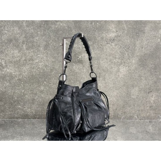 Replica AAA Borsa a secchiello Balenciaga Le City nera Replica Perfetta Borsa a secchiello Balenciaga Le City nera Imitazione Falsa