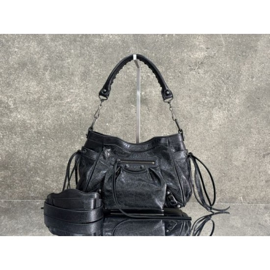Replica AAA Borsa a secchiello Balenciaga Le City nera Replica Perfetta Borsa a secchiello Balenciaga Le City nera Imitazione Falsa