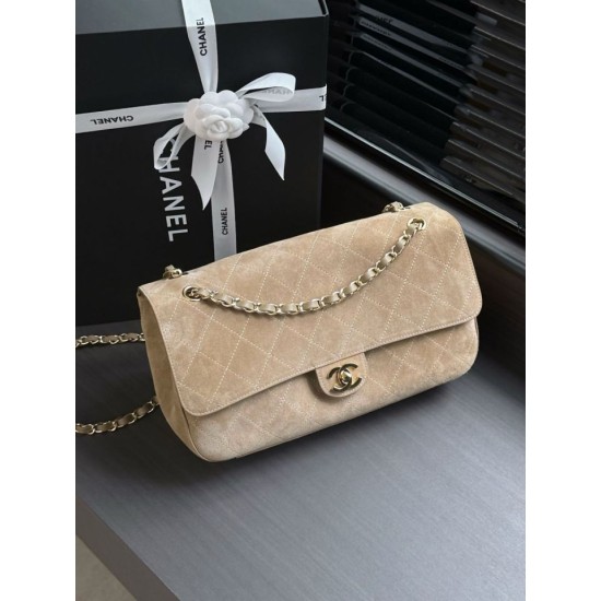 Replica AAA Borsa Chanel Flap Maxi scamosciata con catena AS6281 albicocca Replica Perfetta Borsa Chanel Flap Maxi scamosciata con catena AS6281 albicocca Imitazione Falsa