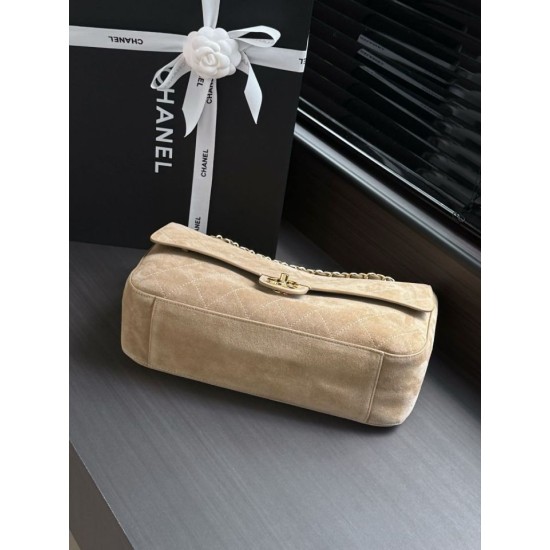 Replica AAA Borsa Chanel Flap Maxi scamosciata con catena AS6281 albicocca Replica Perfetta Borsa Chanel Flap Maxi scamosciata con catena AS6281 albicocca Imitazione Falsa