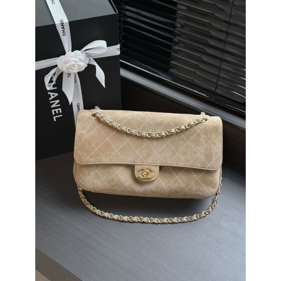Replica AAA Borsa Chanel Flap Maxi scamosciata con catena AS6281 albicocca Replica Perfetta Borsa Chanel Flap Maxi scamosciata con catena AS6281 albicocca Imitazione Falsa