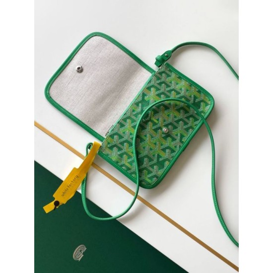 Replica Perfetta Portafoglio Goyard Plumet Tela Goyardine verde Imitazione Falsa