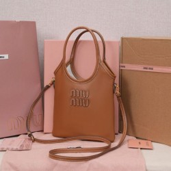 Replica Perfetta Borsa tote Miu Miu Ivy 5BA281 marrone Imitazione Falsa