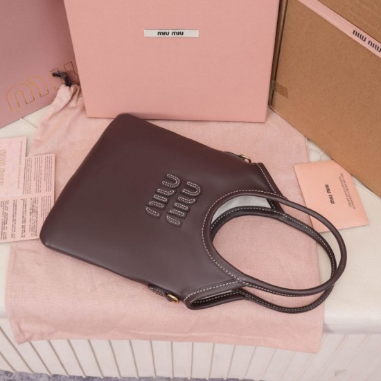 Replica Perfetta Borsa tote Miu Miu Ivy 5BA281 caffè Imitazione Falsa