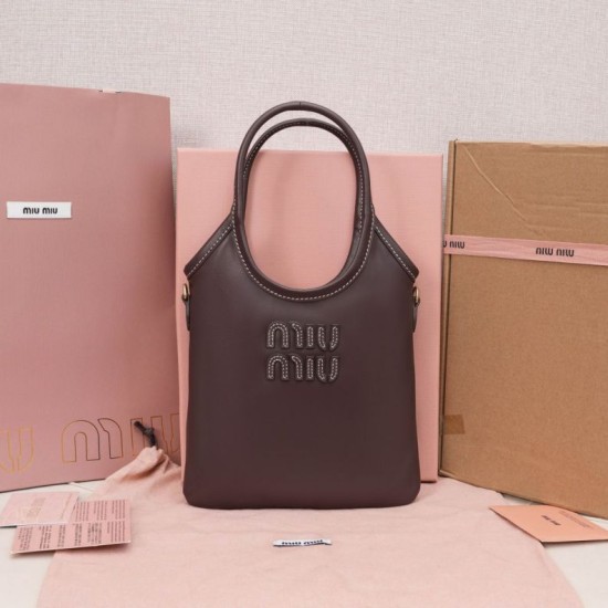 Replica Perfetta Borsa tote Miu Miu Ivy 5BA281 caffè Imitazione Falsa