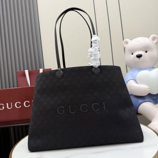 Replica AAA Borsa tote grande Gucci NY A00B4R tela GG nera Replica Perfetta Borsa tote grande Gucci NY A00B4R tela GG nera Imitazione Falsa