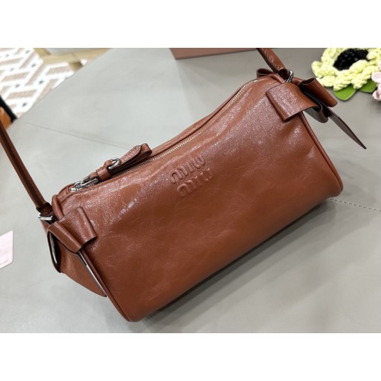 Replica AAA Borsa a tracolla Hobo Miu Miu Ribbon 5NE029 Marrone Copia Perfetta Borsa a tracolla Hobo Miu Miu Ribbon 5NE029 Marrone Imitazione Falsa