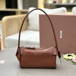 Copia Perfetta Borsa a tracolla Hobo Miu Miu Ribbon 5NE029 Marrone Imitazione Falsa