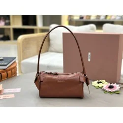 Copia Perfetta Borsa a tracolla Hobo Miu Miu Ribbon 5NE029 Marrone Imitazione Falsa